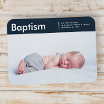 Íman Batismo Para Ele Foto Personalizada Moderna E Mini<br><div class="desc">Design é composto por tipografia divertida e divertida com fontes sans serif e serif. Adicione uma foto personalizada.</div>