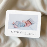 Íman Batismo Para Ele Foto Personalizada Moderna E Mini<br><div class="desc">Design é composto por tipografia divertida e divertida com fontes sans serif e serif. Adicione uma foto personalizada.</div>