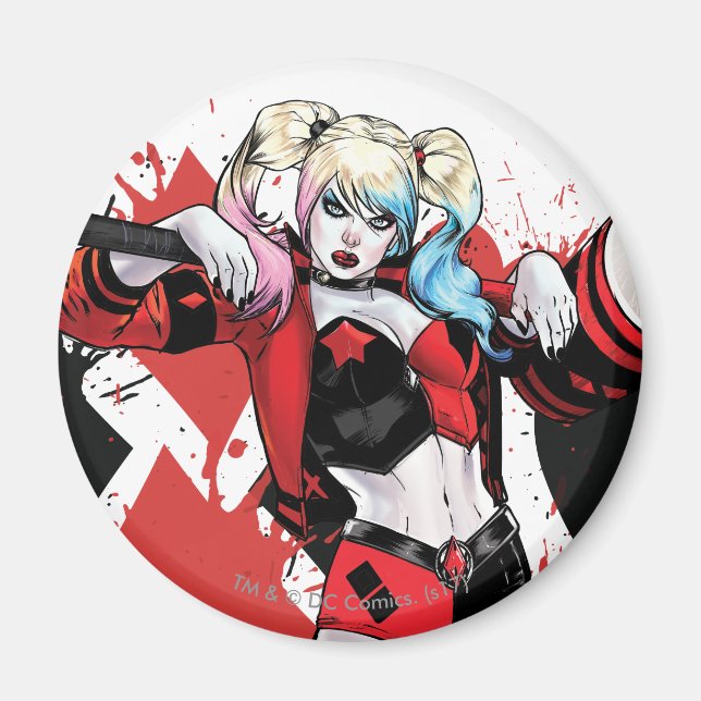 Íman Batman | Harley Quinn Hearts & Diamantes Splatter (Frente)