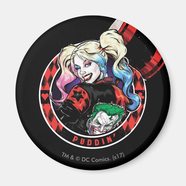 Íman Batman | Harley Quinn Winking Com Mallet (Frente)