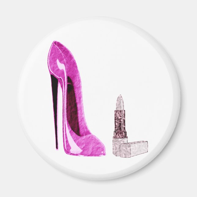 Íman Batom e Estiletto Rosa para a Arte Calçado (Frente)