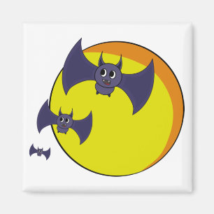 Íman Bats de Halloween bonitos e uma bela lua de cheio