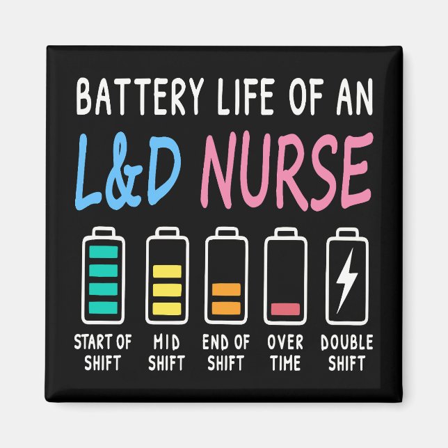 Íman Battery life of an L&D nurse humor chart (Frente)