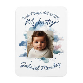 Íman Bautizo con foto espanhola Watercolor