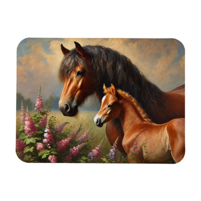 Íman Bay Mare com uma pintura de flores selvagens de Fo (Horizontal)