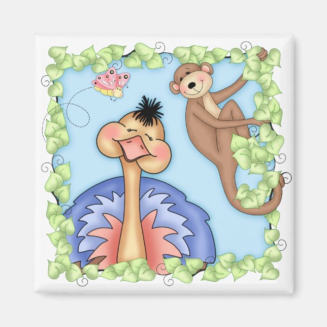 Íman BaZoPeople Ollie, o Magnet de Ostrich (Frente)