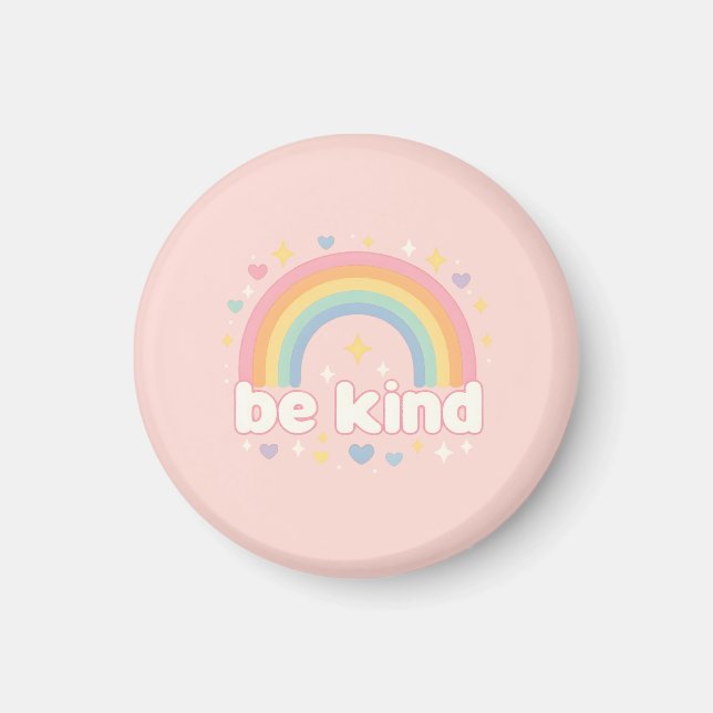 Íman Be Kind – Rainbow Pastel Positivity (Frente)