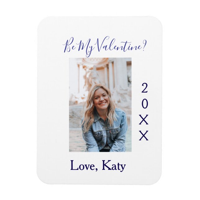 Íman Be my valentine love name purple year photo simple (Vertical)