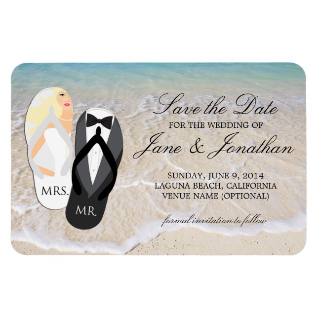 Íman Beach Blonde Casamento Tropical Deluxe Salve a Dat (Horizontal)