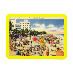 Íman Beach Scene, Fort Lauderdale, Florida Vintage