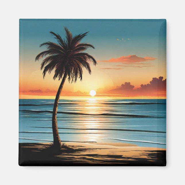 Íman Beach Scene Refrigerator Magnet - Coastal Charm De (Frente)