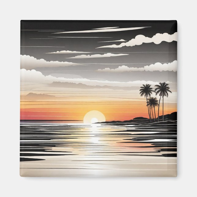 Íman Beach Scene Refrigerator Magnet - Coastal Charm De (Frente)