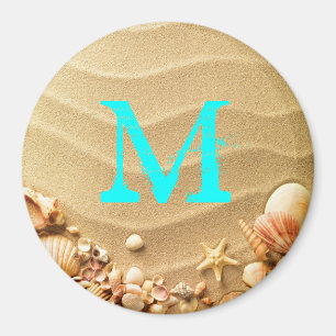 Íman Beach Seashells Hawaii Monograma Magnet inicial