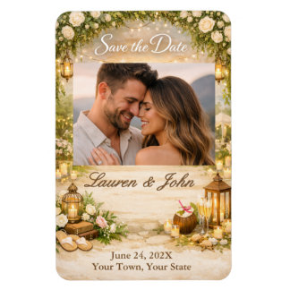 Íman Beachside Garde Photo Save The Date Wedding Magnet