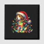 Íman Beagle Christmas Lights Santa Hat Dog Lover<br><div class="desc">Beagle Christmas Lights Santa Hat Dog Lover</div>