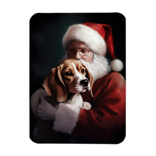 Íman Beagle com Papai Noel Natal Festivo