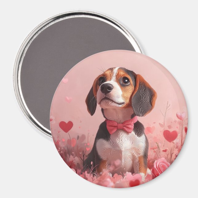 Íman Beagle com Rosas - Dia dos Namorados (Front/Back)