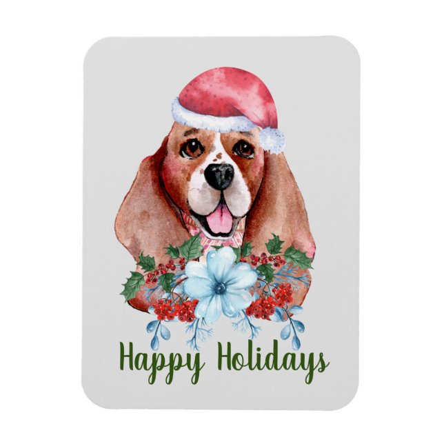 Íman Beagle de Natal Férias Personalizáveis (Vertical)