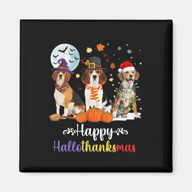 Íman Beagle Dog Halloween Feliz Natal Halloth (Frente)