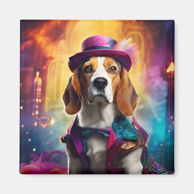 Íman Beagle em fantasia vibrante (Frente)