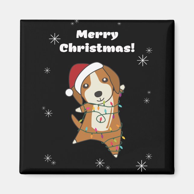 Íman Beagle Felry Natal Animais de inverno Cão (Frente)