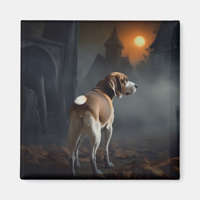 Íman Beagle Halloween Assustador (Frente)