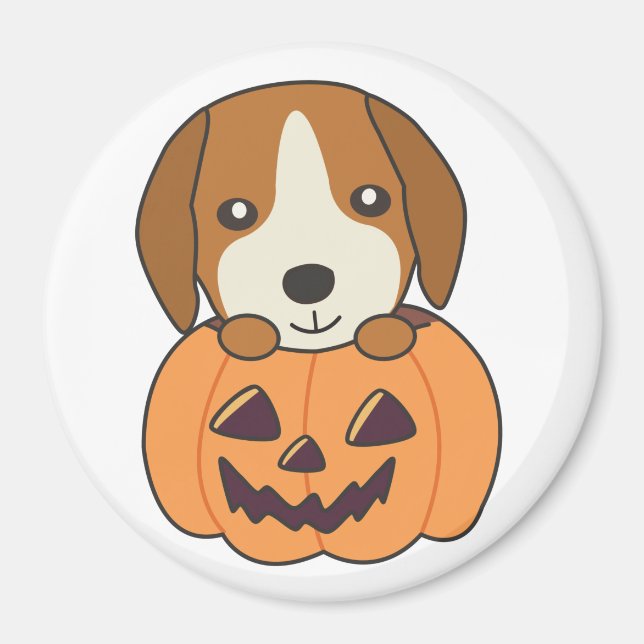 Íman Beagle In Pumpkin Sweet Dogs Happy Halloween Magne (Frente)