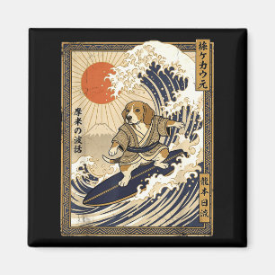 Íman Beagle japonês surfando kanagawa onda engraçado sa