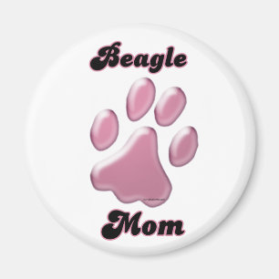 Íman Beagle Mãe Pawprint Rosa - Magnet