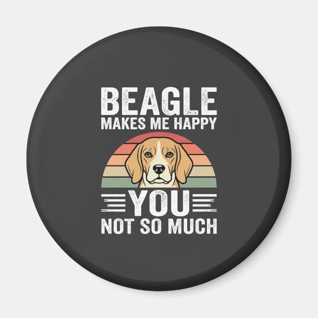Íman Beagle Me Faz Feliz Amante de Cachorro (Frente)