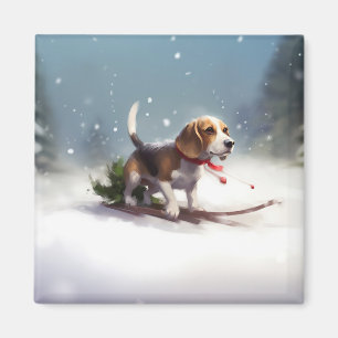 Íman Beagle Natal neve inverno