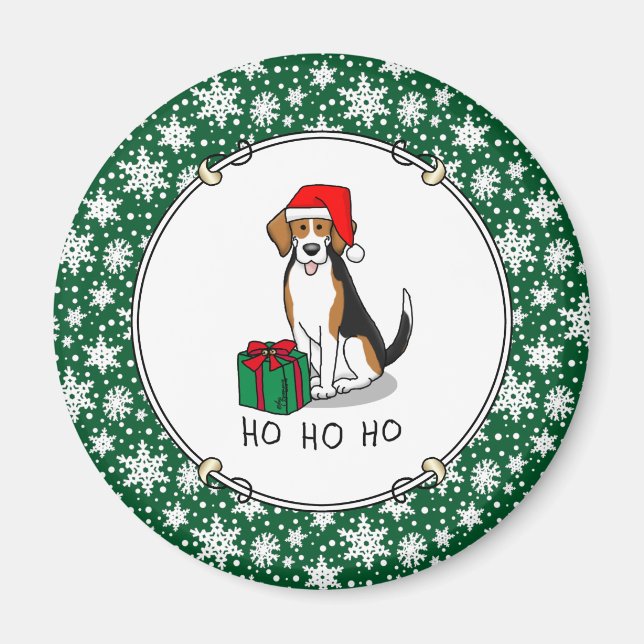 Íman Beagle Natal Santa Hat (triz cor 3) (Frente)