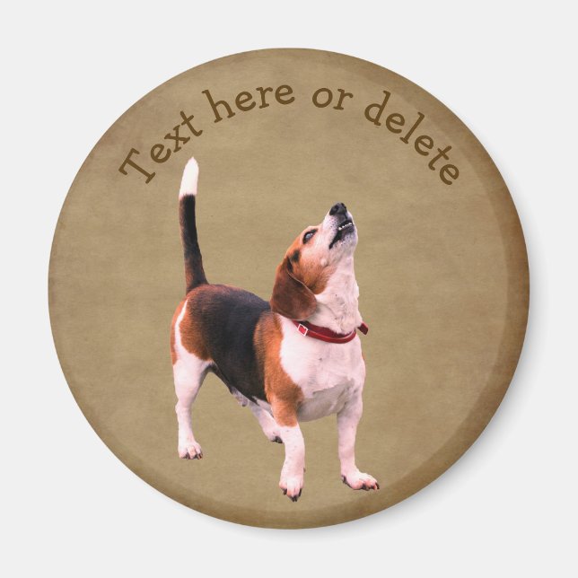 Íman Beagle Personalizado Uivando Fofo (Frente)