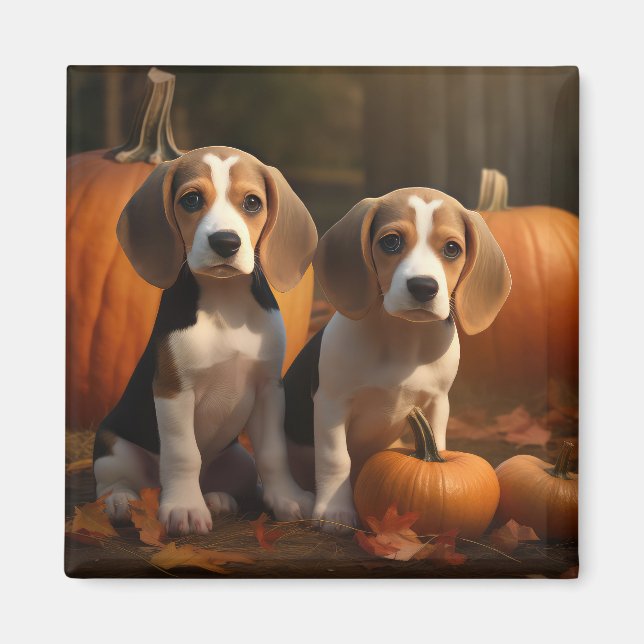 Íman Beagle Puppy Autumn Delight Pumpkin (Frente)