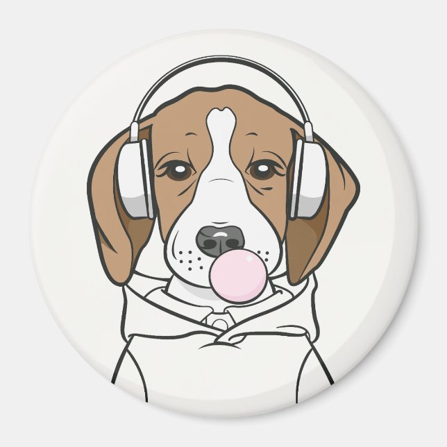 Íman Beagle Refrigerante com Bubblegum Cute Engraçado C (Frente)