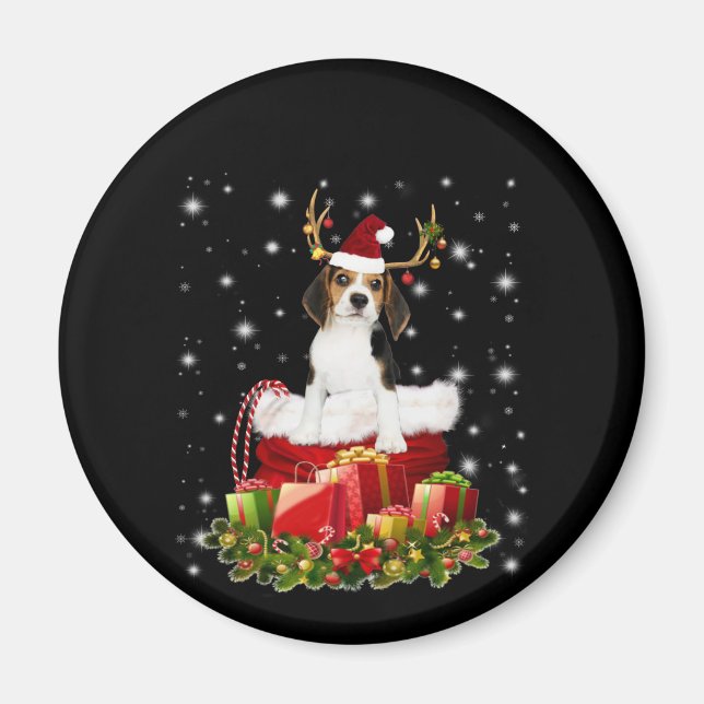 Íman Beagle Reindeer Presente Presente Presente Present (Frente)