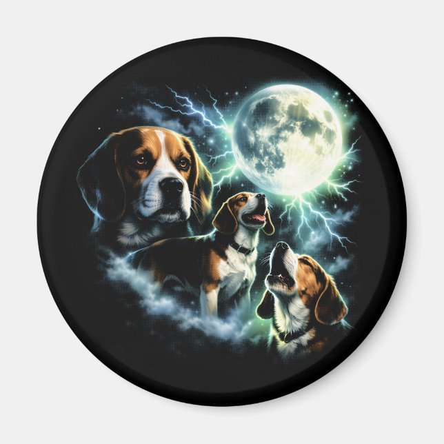 Íman Beagle Uivando à Lua – Cachorro de Caça Noturno (Frente)