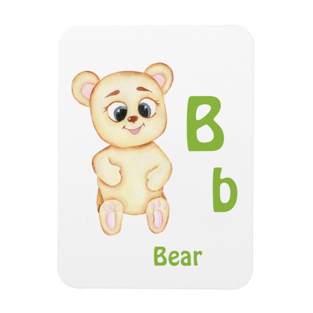 Íman Bear personalize ABC: Carta B - Adicionar seu nome (Vertical)