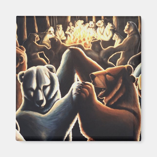 Íman Bears Dançando Fridge Magent Party Animal Art Gift (Frente)