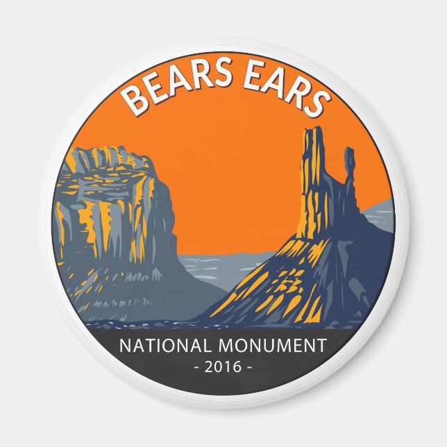 Íman Bears Ears Monumento Nacional Utah Vintage (Frente)