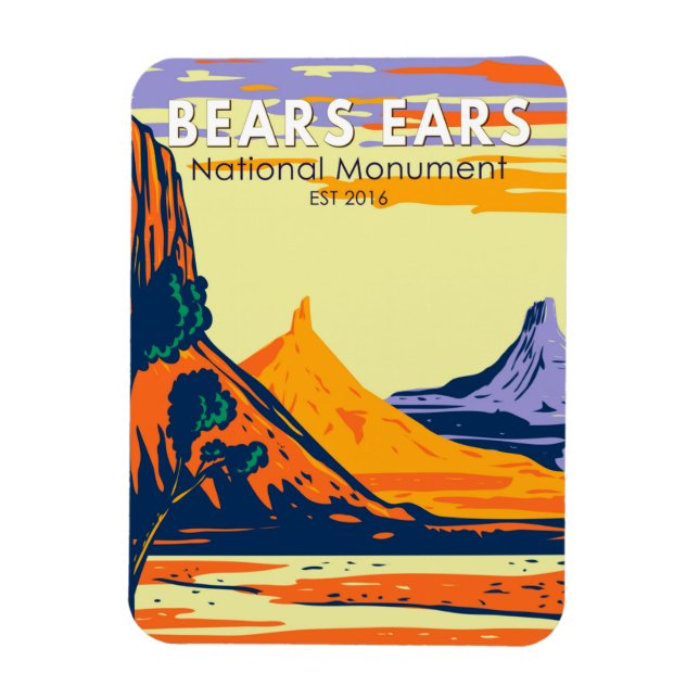 Íman Bears Ears National Monuument Utah Retro (Vertical)