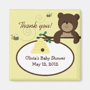 Íman Beary Sweet Bear & Bee Chá de fraldas Favor Magnet