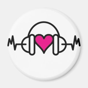 Íman Beats of Love   Coração cor-de-rosa com pulso e fo