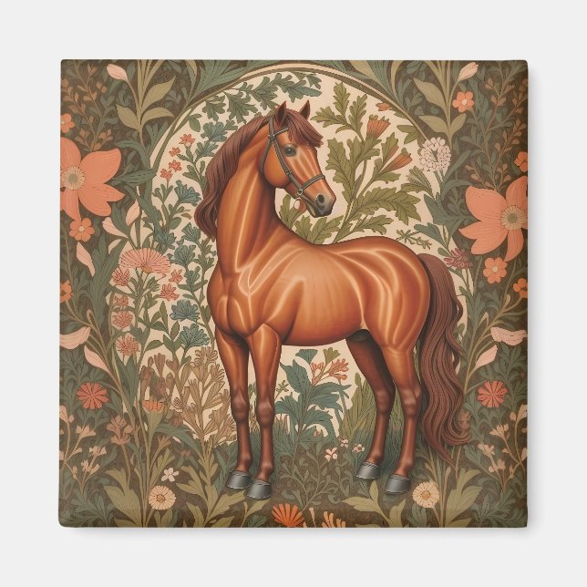 Íman Beautiful Brown Horse William Morris Inspired  (Frente)