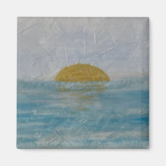 Íman Beautiful Watercolor Sun and Water Square Magnet 