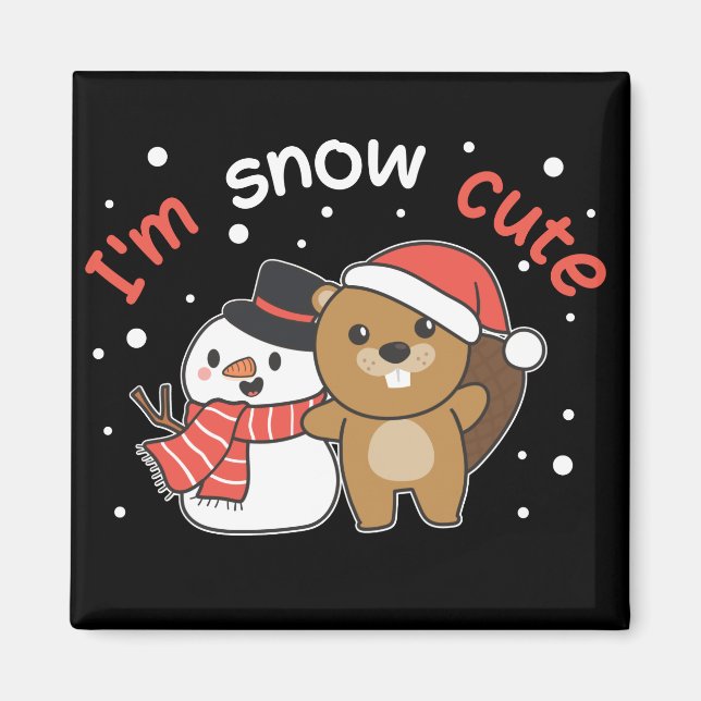 Íman Beaver, sou o magneta Snowman Cute Snowman (Frente)