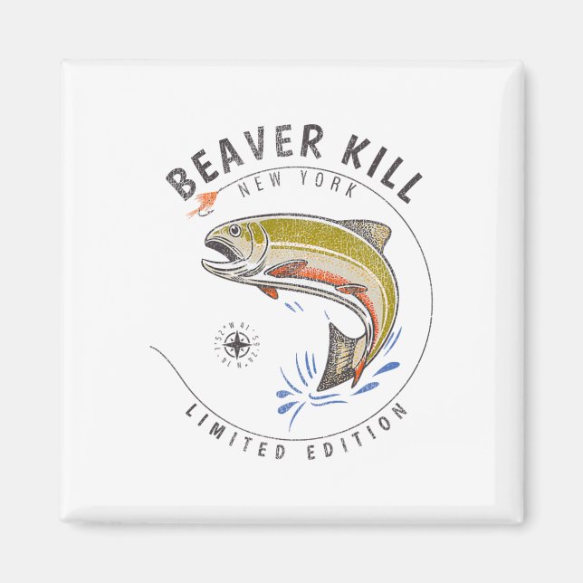 Íman Beaverkill River New York Fly Fishing Souvenir Bea (Frente)