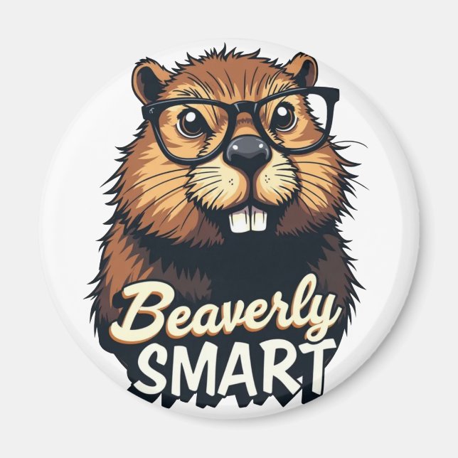 Íman Beaverly Smart - Castor Engraçado com Gráfico de Ó (Frente)