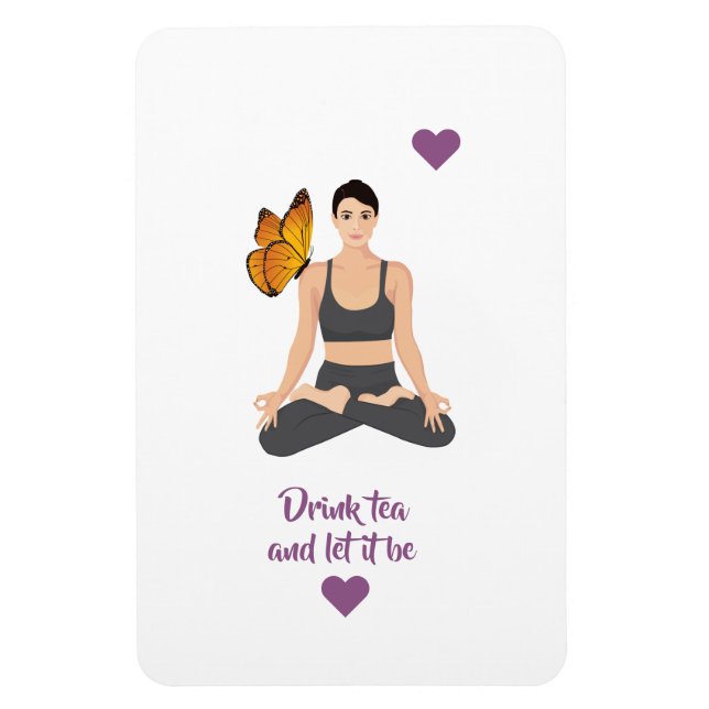 Íman Beba chá que faça o slogan Yoga Butterfly Love (Vertical)