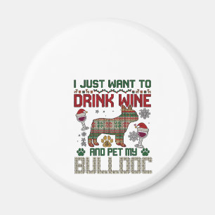 Íman Beba Vinho Bulldog Cachorro Suéter Feio Chapéu de 